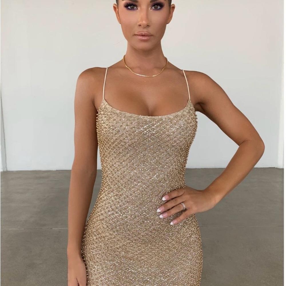 Oh Polly Shimmering Gold Mini Dress